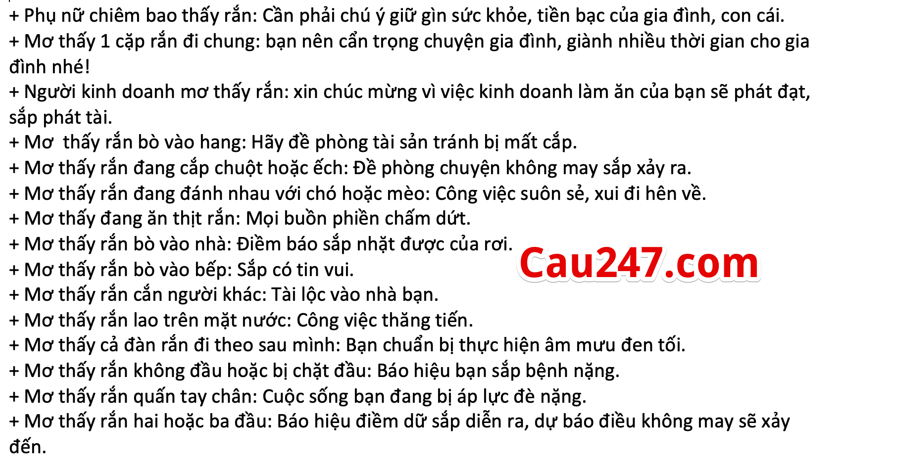 giai ma giac mo liên quan đến ran